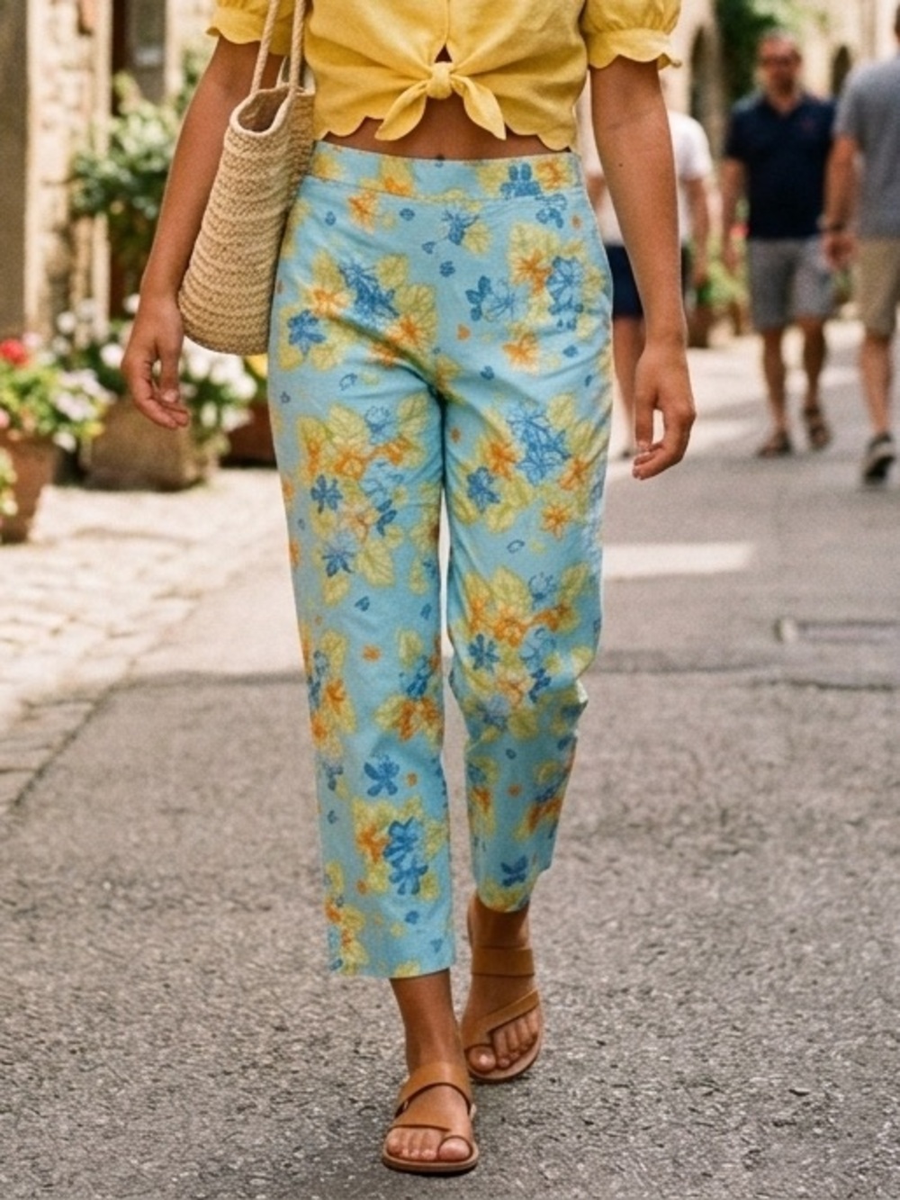 JONES NEW YORK Women’s SZ 6 BLUE GREEN ORANGE FLORAL Capri Pant